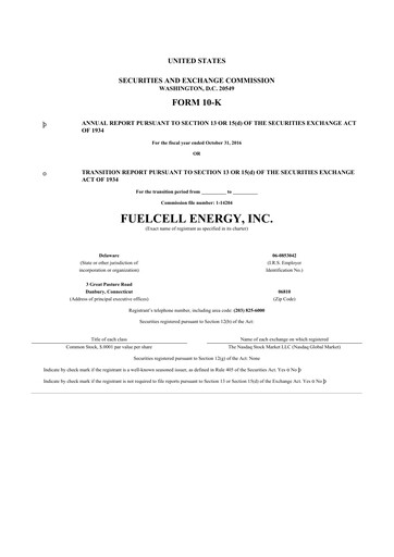 Thumbnail FuelCell Energy
 10-K Annual Report 2016