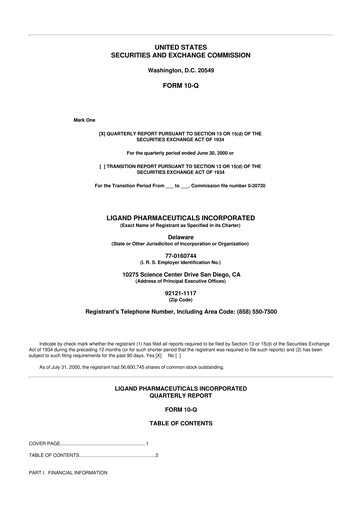 Miniature Ligand Pharmaceuticals 10-Q Rapport trimestriel  
