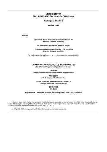 Miniature Ligand Pharmaceuticals 10-Q Rapport trimestriel  