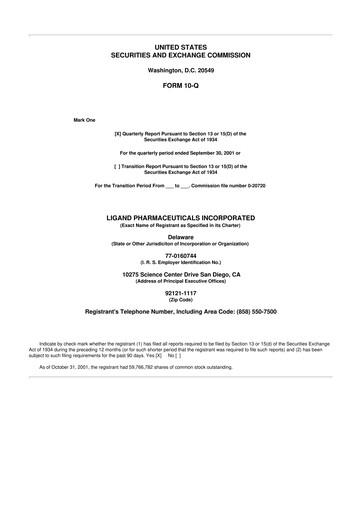 Miniature Ligand Pharmaceuticals 10-Q Rapport trimestriel  