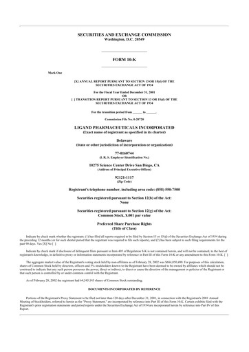 Thumbnail Ligand Pharmaceuticals 10-K Annual Report 
