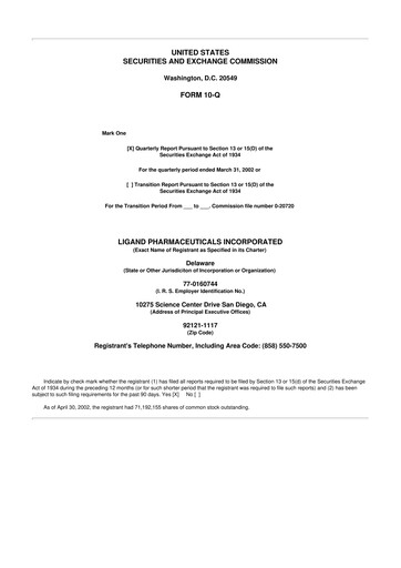 Miniature Ligand Pharmaceuticals 10-Q Rapport trimestriel  
