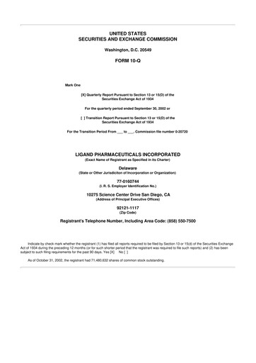 Miniature Ligand Pharmaceuticals 10-Q Rapport trimestriel  