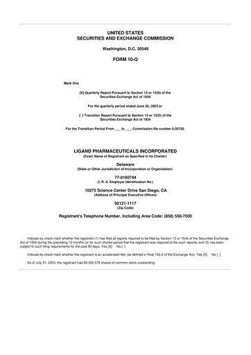 Miniature Ligand Pharmaceuticals 10-Q Rapport trimestriel  