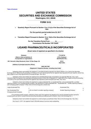 Miniature Ligand Pharmaceuticals 10-Q Rapport trimestriel 2017 