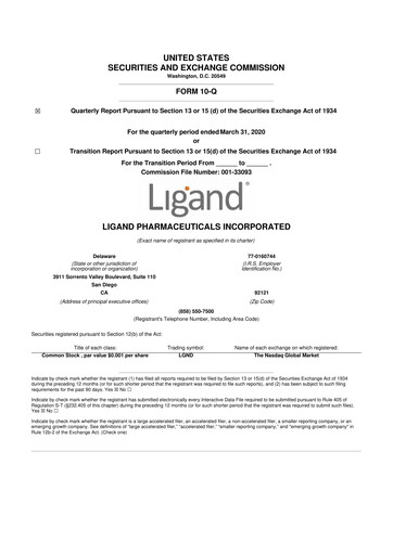 Miniature Ligand Pharmaceuticals 10-Q Rapport trimestriel 2020 