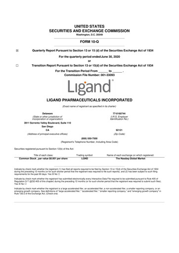 Miniature Ligand Pharmaceuticals 10-Q Rapport trimestriel 2020 
