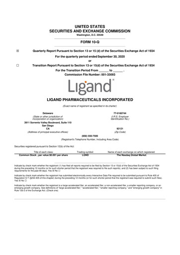 Miniature Ligand Pharmaceuticals 10-Q Rapport trimestriel 2020 