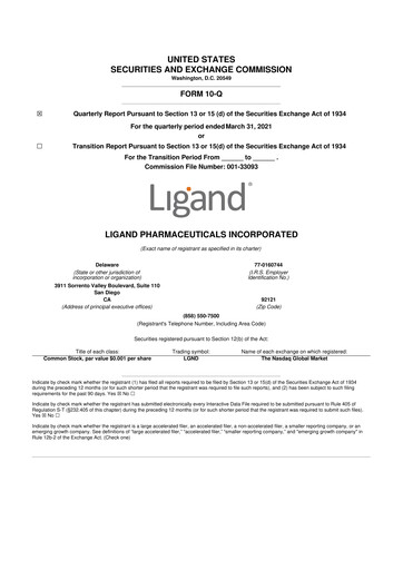 Miniature Ligand Pharmaceuticals 10-Q Rapport trimestriel 2021 