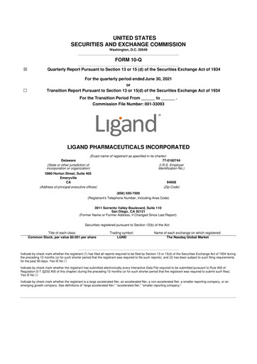 Miniature Ligand Pharmaceuticals 10-Q Rapport trimestriel 2021 