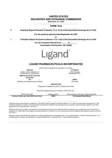 Miniature Ligand Pharmaceuticals 10-Q Rapport trimestriel 2021 