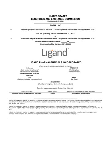 Miniature Ligand Pharmaceuticals 10-Q Rapport trimestriel 2022 