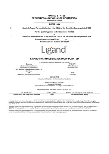 Miniature Ligand Pharmaceuticals 10-Q Rapport trimestriel 2022 