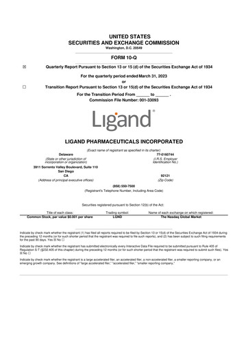 Miniature Ligand Pharmaceuticals 10-Q Rapport trimestriel 2023 