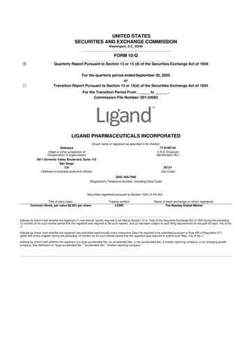 Miniature Ligand Pharmaceuticals 10-Q Rapport trimestriel 2023 