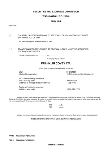 Thumbnail Franklin Covey 10-Q Quarterly Report FY 