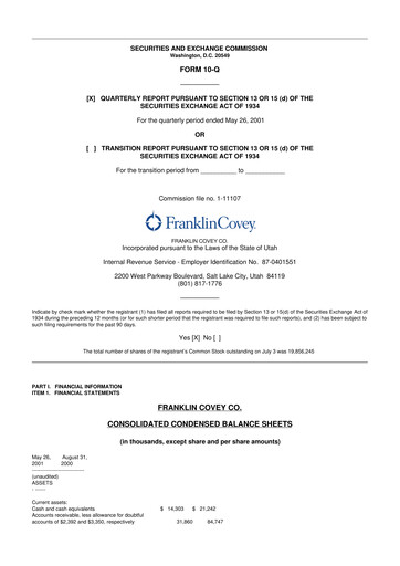 Thumbnail Franklin Covey 10-Q Quarterly Report FY 