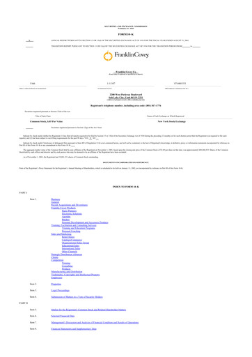 Thumbnail Franklin Covey 10-K Annual Report 