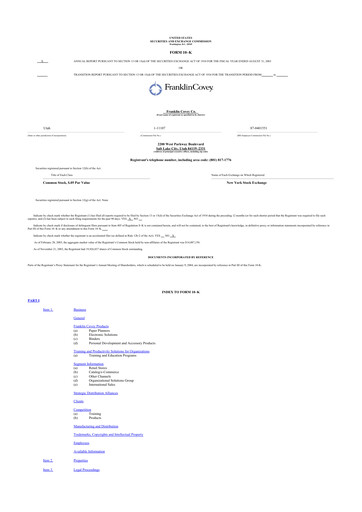 Thumbnail Franklin Covey 10-K Annual Report 