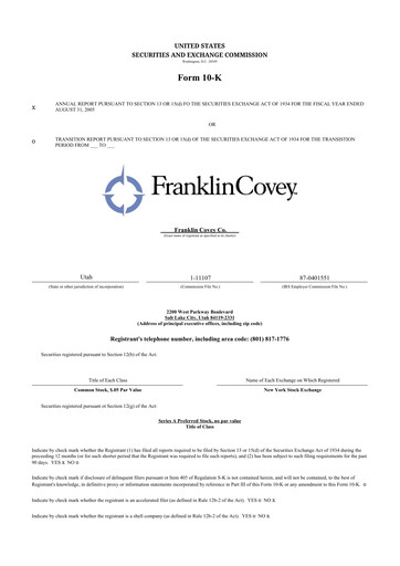 Thumbnail Franklin Covey 10-K Annual Report 