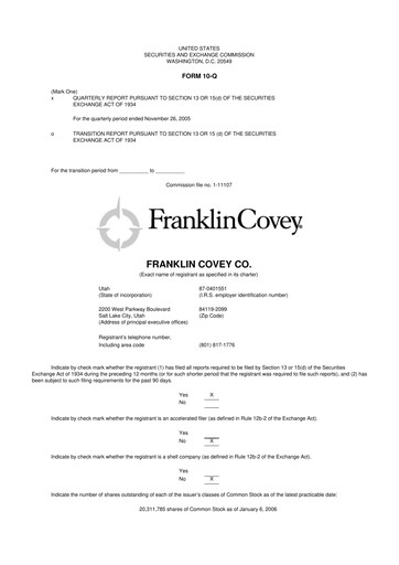Thumbnail Franklin Covey 10-Q Quarterly Report FY 