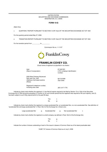 Thumbnail Franklin Covey 10-Q Quarterly Report FY 