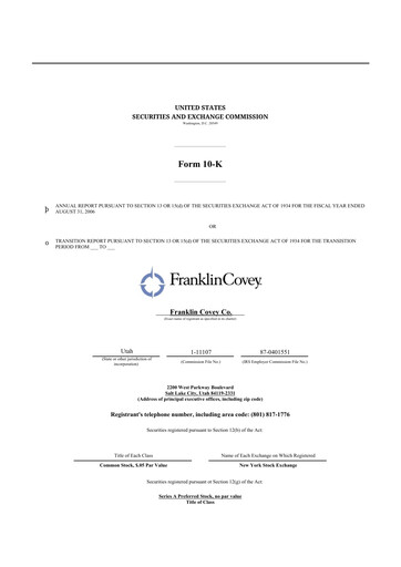 Thumbnail Franklin Covey 10-K Annual Report 