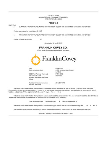 Thumbnail Franklin Covey 10-Q Quarterly Report FY 
