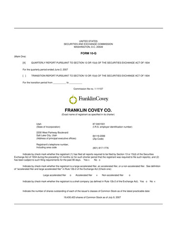 Thumbnail Franklin Covey 10-Q Quarterly Report FY 