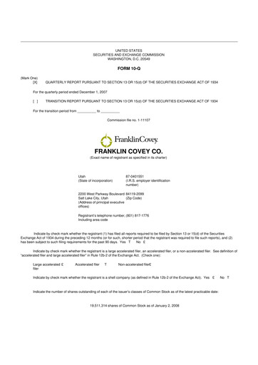 Thumbnail Franklin Covey 10-Q Quarterly Report FY 