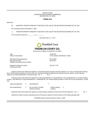 Thumbnail Franklin Covey 10-Q Quarterly Report FY 