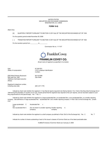 Thumbnail Franklin Covey 10-Q Quarterly Report FY 