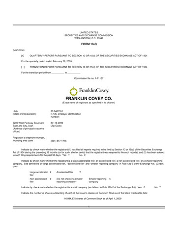 Thumbnail Franklin Covey 10-Q Quarterly Report FY 