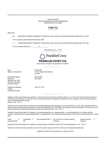 Thumbnail Franklin Covey 10-Q Quarterly Report FY 