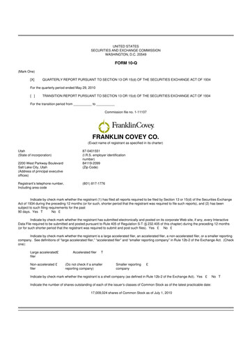 Thumbnail Franklin Covey 10-Q Quarterly Report FY 