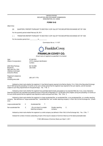 Thumbnail Franklin Covey 10-Q Quarterly Report FY 