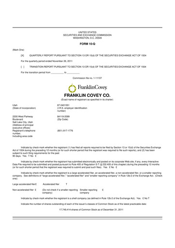 Thumbnail Franklin Covey 10-Q Quarterly Report FY 