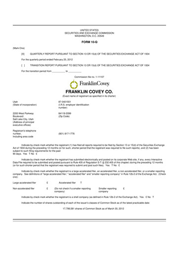 Thumbnail Franklin Covey 10-Q Quarterly Report FY2012 