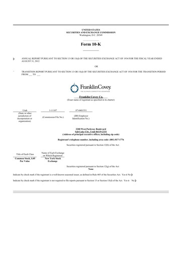 Thumbnail Franklin Covey 10-K Annual Report 2012