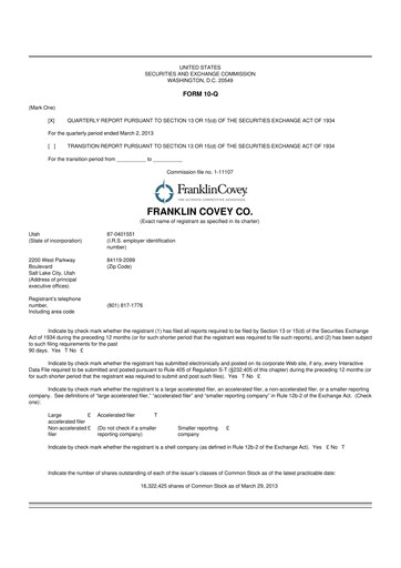Thumbnail Franklin Covey 10-Q Quarterly Report FY2013 