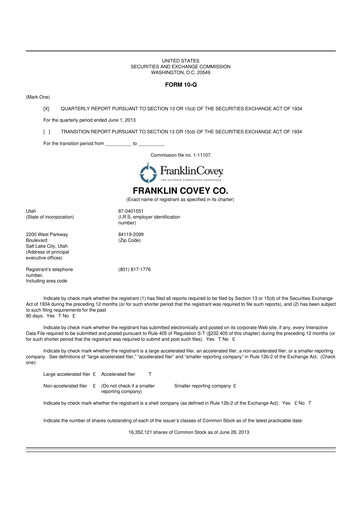 Thumbnail Franklin Covey 10-Q Quarterly Report FY2013 