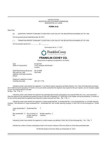 Thumbnail Franklin Covey 10-Q Quarterly Report FY2014 