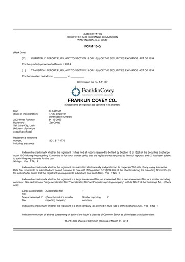 Thumbnail Franklin Covey 10-Q Quarterly Report FY2014 