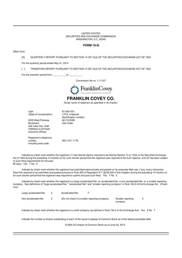 Thumbnail Franklin Covey 10-Q Quarterly Report FY2014 
