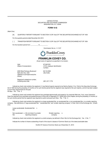 Thumbnail Franklin Covey 10-Q Quarterly Report FY 