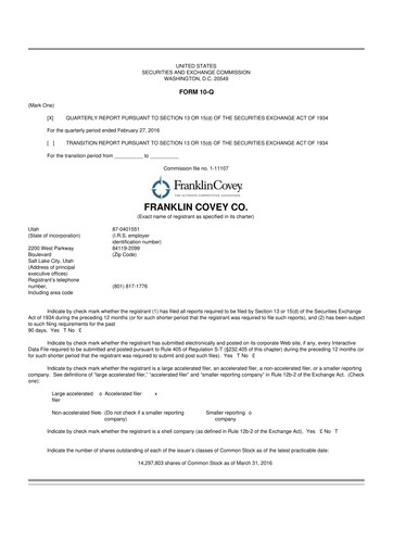 Thumbnail Franklin Covey 10-Q Quarterly Report FY2016 