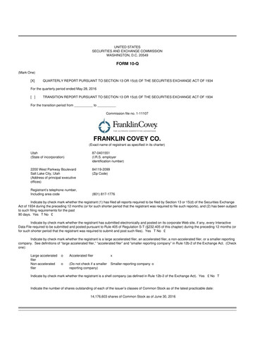 Thumbnail Franklin Covey 10-Q Quarterly Report FY2016 