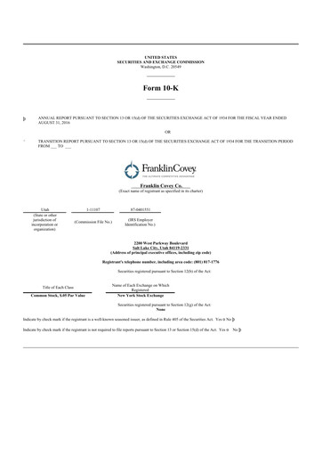 Thumbnail Franklin Covey 10-K Annual Report 2016