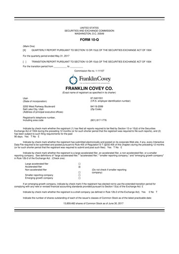 Thumbnail Franklin Covey 10-Q Quarterly Report FY2017 