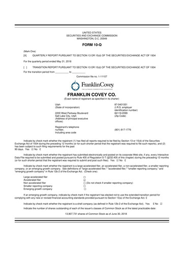 Thumbnail Franklin Covey 10-Q Quarterly Report FY2018 